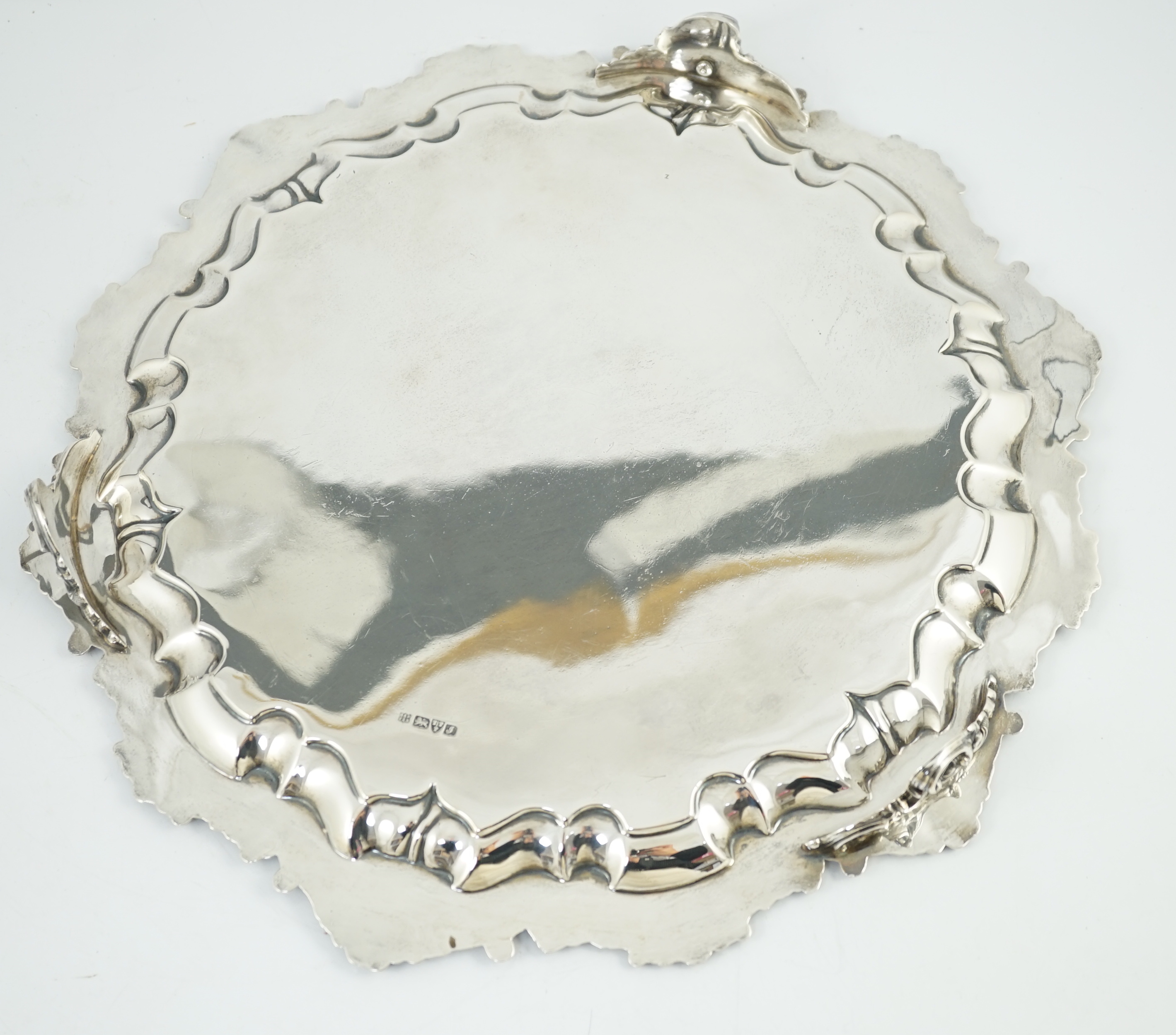 An Edwardian silver salver, by Barker Brothers, with engraved inscription relating to the Stourbridge Golf Club
